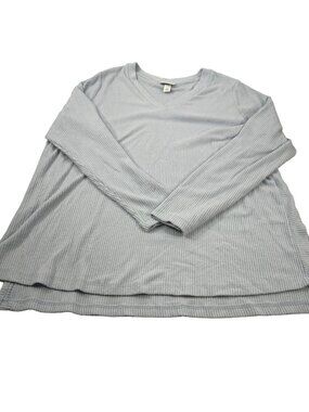 Ava And Viv Women's 1X Sweater Shirt Long Sleeve V Neck Ribbed Light Blue NWOT